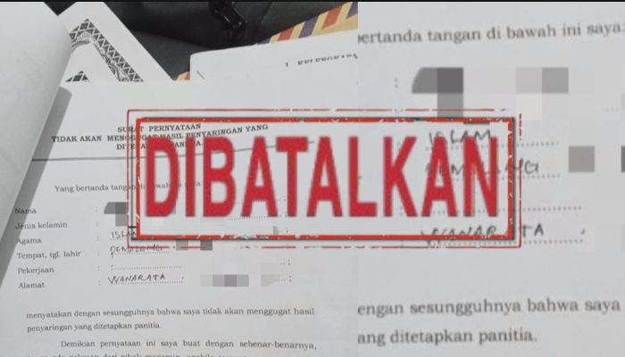 Pansel Calon Perangkat Desa Wanarata,Resmi Batalkan Surat Pernyataan Tidak Akan Menggugat Hasil Penyaringan Yang di Tetapkan Panitia