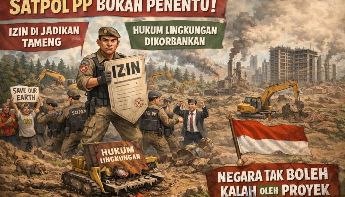 SATPOL PP BUKAN PENENTU: IZIN DIJADIKAN TAMENG, HUKUM LINGKUNGAN DIKORBANKAN ,NEGARA TAK BOLEH KALAH OLEH PROYEK