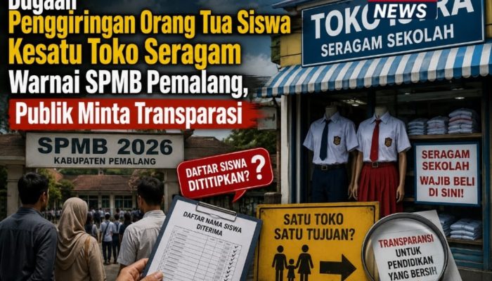 Dugaan Penggiringan Orang Tua Siswa Kesatu Toko Seragam Warnai SPMB Pemalang ,Publik minta Transparansi