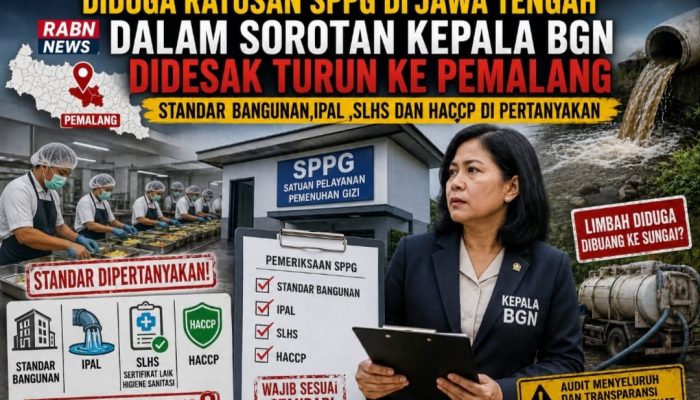 Diduga Ratusan SPPG di Jawa Tengah Dalam Sorotan, Kepala BGN Didesak Turun ke Pemalang: Standar Bangunan, IPAL, SLHS, dan HACCP Dipertanyakan