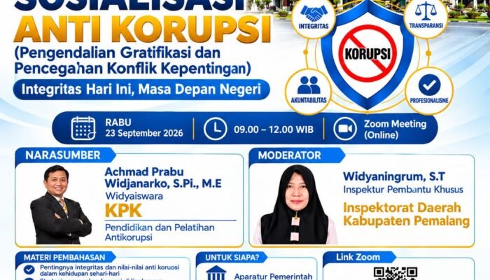 Pemkab Pemalang Gelar Webinar Sosialisasi Antikorupsi, Tekankan Pengendalian Gratifikasi dan Pencegahan Konflik Kepentingan